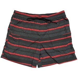 Columbia Omni-Shield Swim Trunks Striped‎ Black/Red Size L EUC